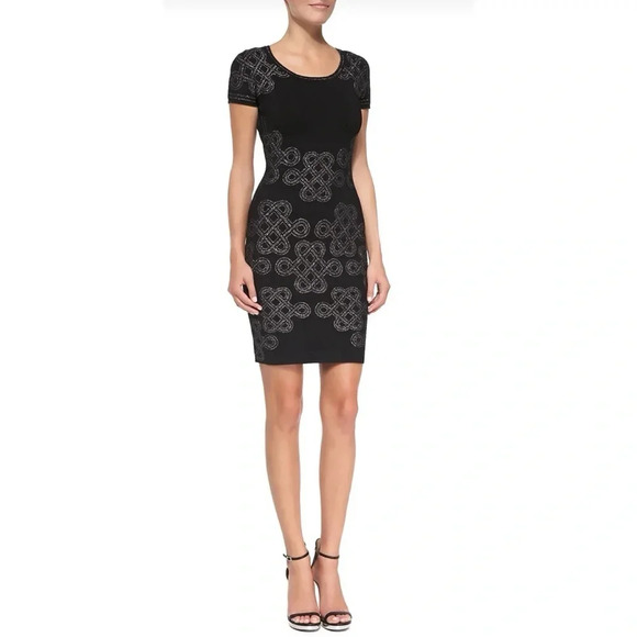 Diane Von Furstenberg DVF Knot-Print Knit Short-Sleeve Sheath Dress Size Small - Picture 1 of 10